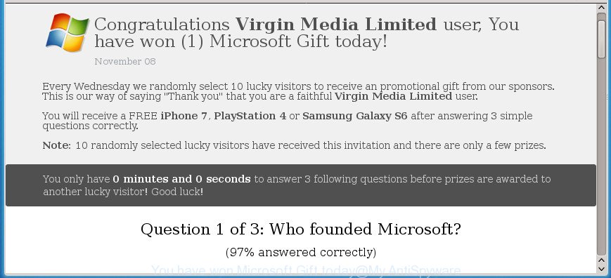 You have won (1) Microsoft Gift today