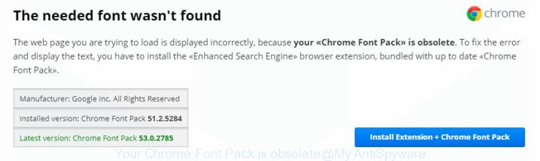 Your Chrome Font Pack is obsolete