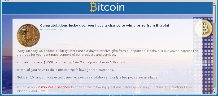 Bitcoin scam pop-up