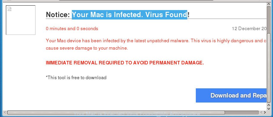 Your Mac is Infected Virus Found