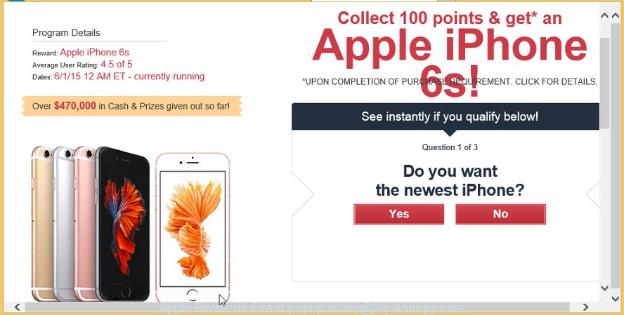 Apple Rewards Event popup scam
