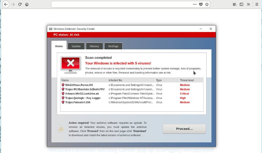 How remove "Windows Defender Security Center" pop-up scam