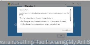 Windows is resetting itself scam
