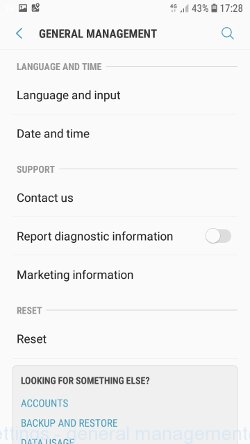 Android phone Settings - general management