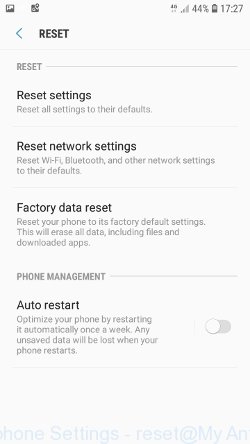 Android phone Settings - reset