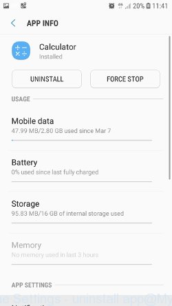 Android phone Settings - uninstall app
