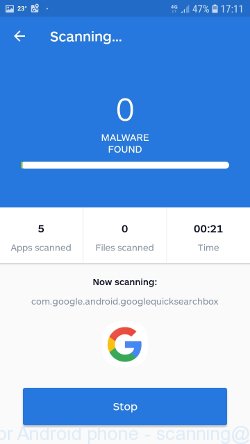 Malwarebytes for Android phone - scanning