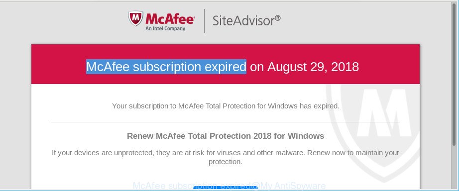McAfee subscription expired