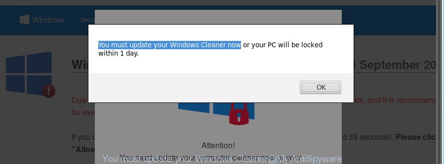 You must update your Windows Cleaner