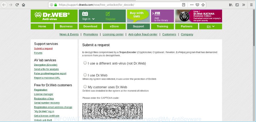INFOWAIT ransomware - DrWeb decryptor