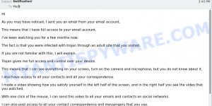 I sent you an email from your email account Email Scam