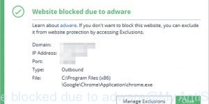Website blocked due to adware