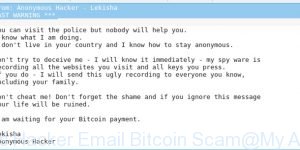 Anonymous Hacker Email Bitcoin Scam