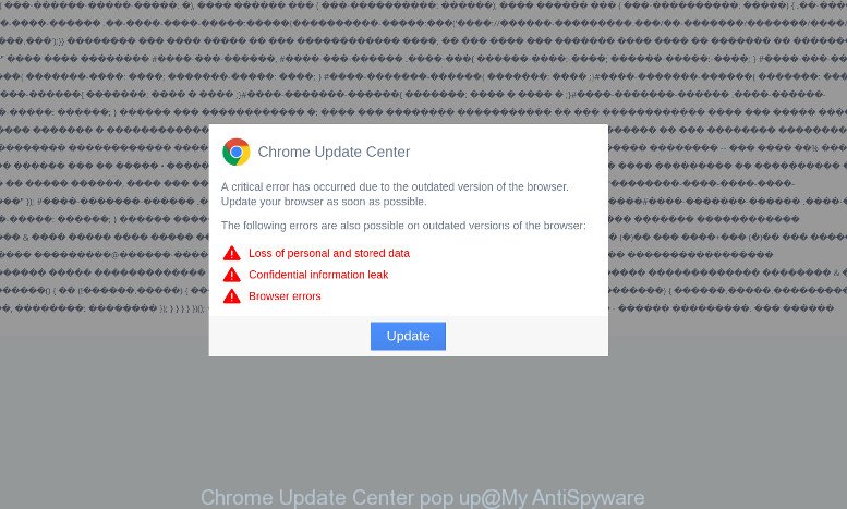 Chrome Update Center pop up