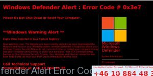 Windows Defender Alert : Error Code # 0x3e7