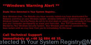 Zepto Virus Detected In Your System Registry