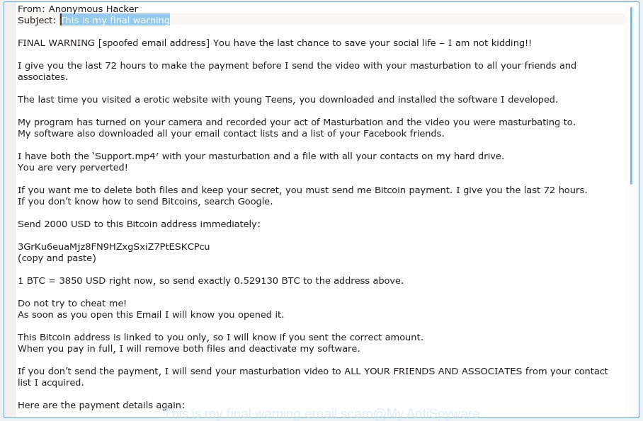This is my final warning email scam