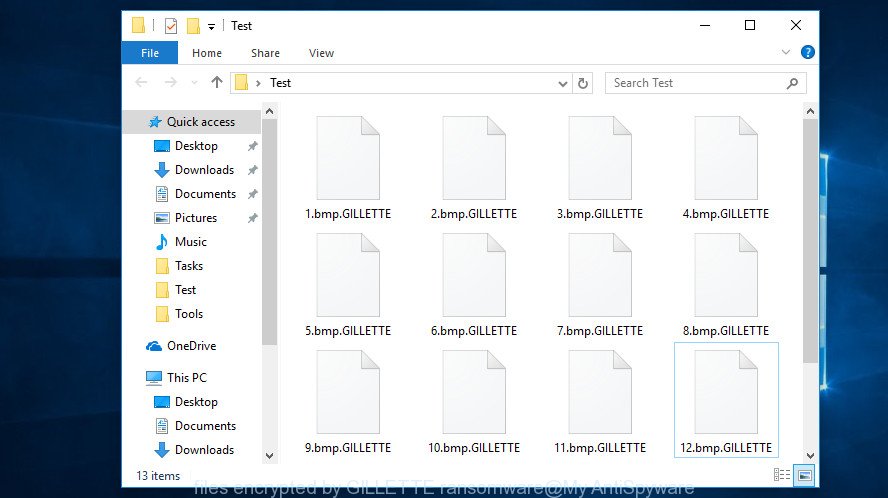 files encrypted by GILLETTE ransomware