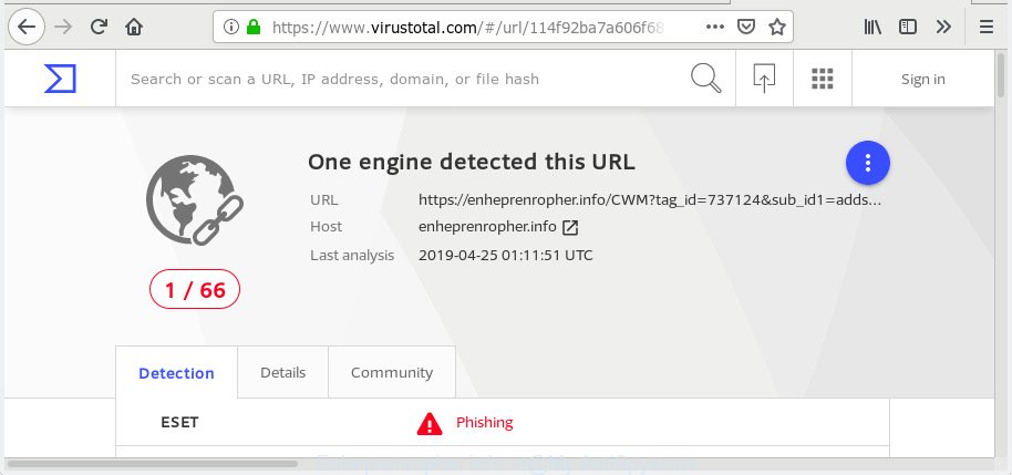 "Enheprenropher.info" - VirusTotal scan results