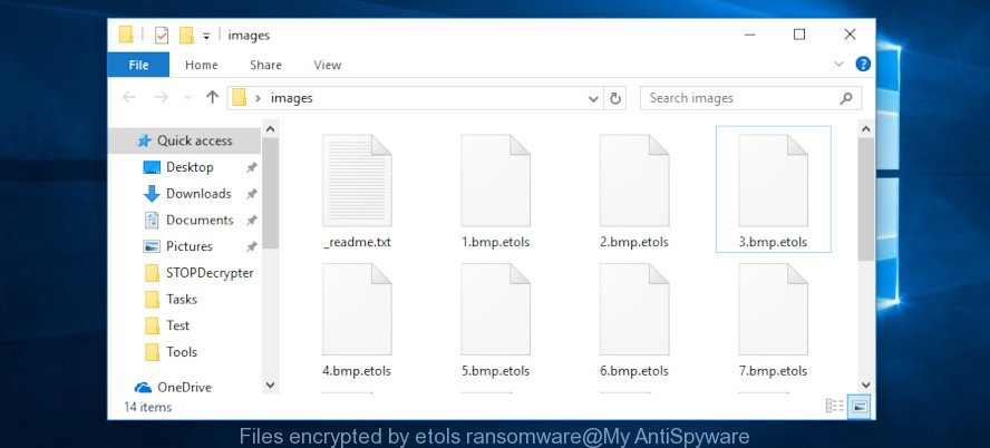 Files encrypted by etols ransomware