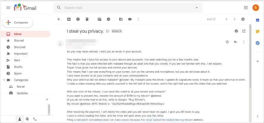 I steal you privacy email scam