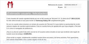 "¡Estimado usuario felicidades" pop-up