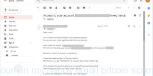 Access to your account in my hands email bitcoin scam