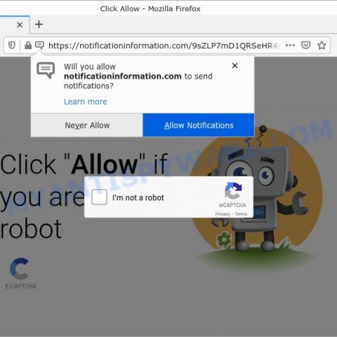 Click Allow if you are not a robot SCAM