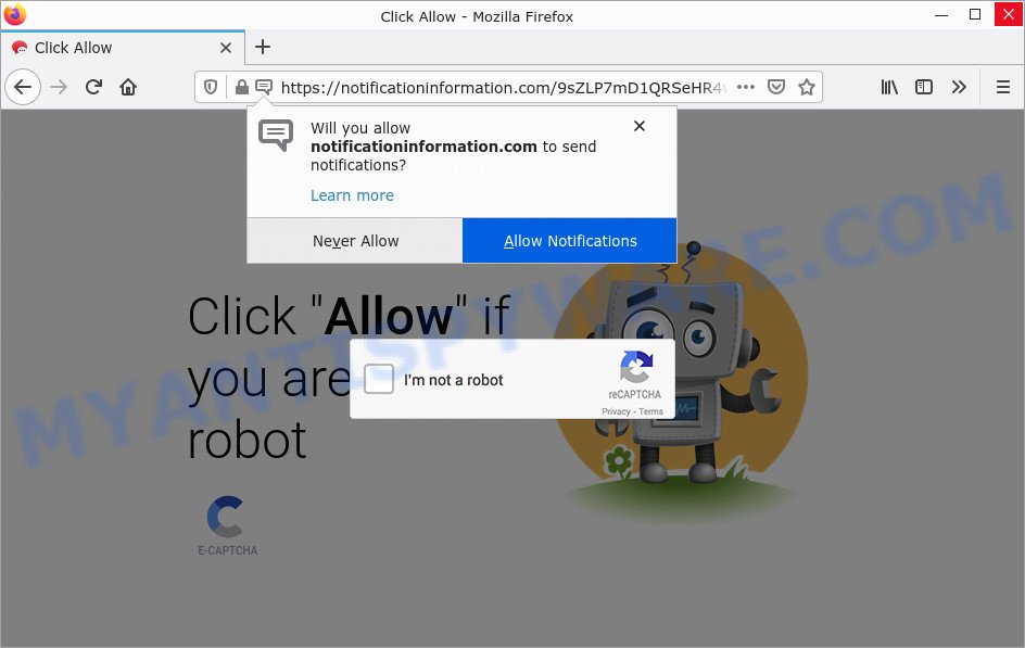 Click Allow if you are not a robot SCAM