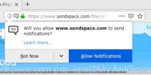sendspace.com pop-ups