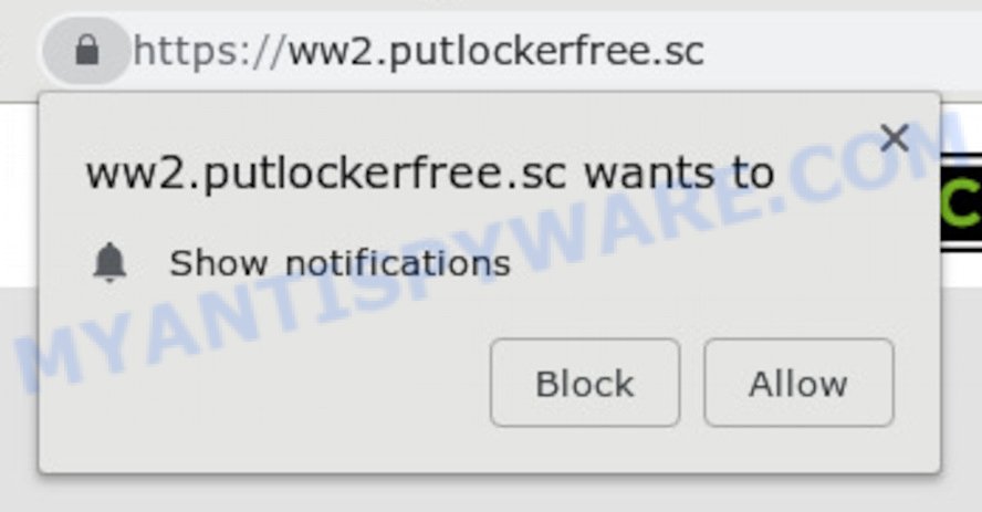 Putlocker "click allow" pop-up