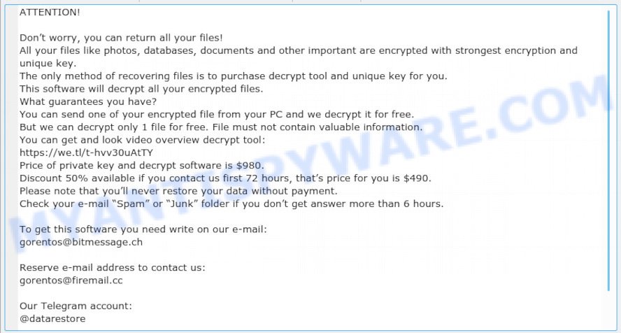 "gorentos@bitmessage.ch ransomware" - ransom note