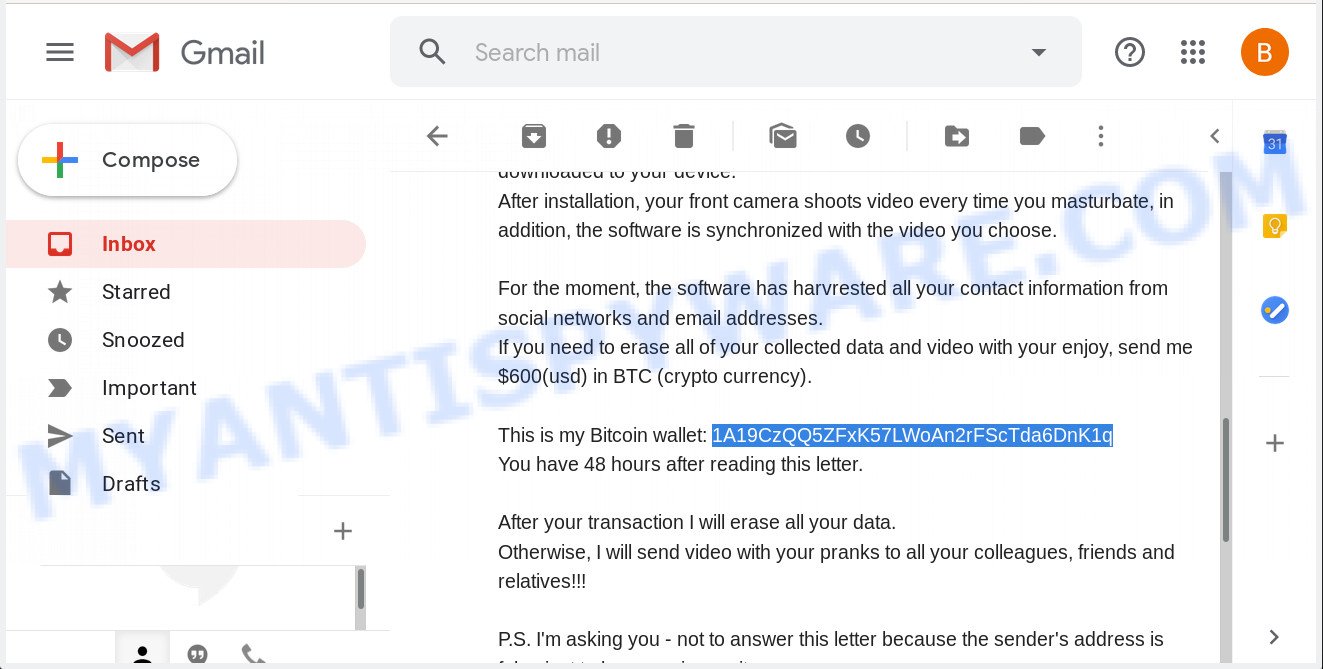 bitcoins email scam