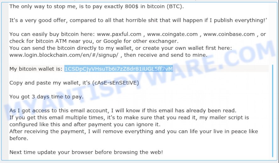 1CSDpCjyVHsuTb6i7zZ8dr81iUGL5ff7vM Bitcoin Email Scam