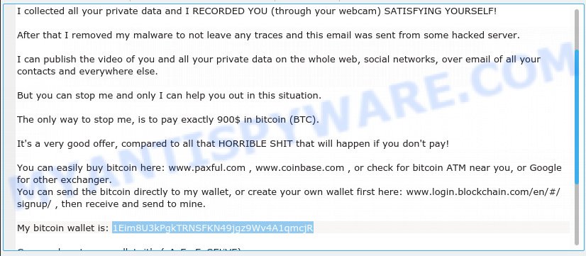1Eim8U3kPgkTRNSFKN49jgz9Wv4A1qmcjR Bitcoin email scam