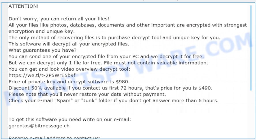 Access virus ransom note