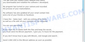 "The last time you visited a Porn website" Bitcoin Email Scam