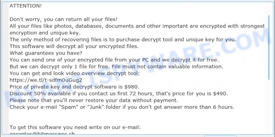 "Tocue file virus" ransom note