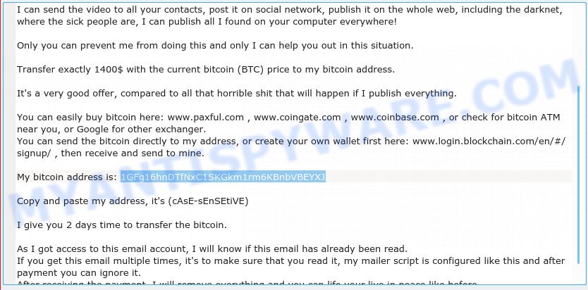 1GFg16hnDTfNxC1SKGkm1rm6KBnbVBEYXJ bitcoin email scam