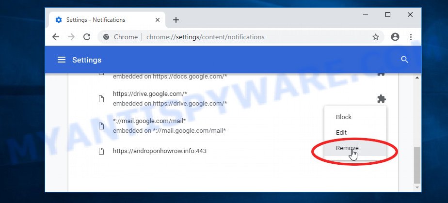 Chrome browser notifications removal