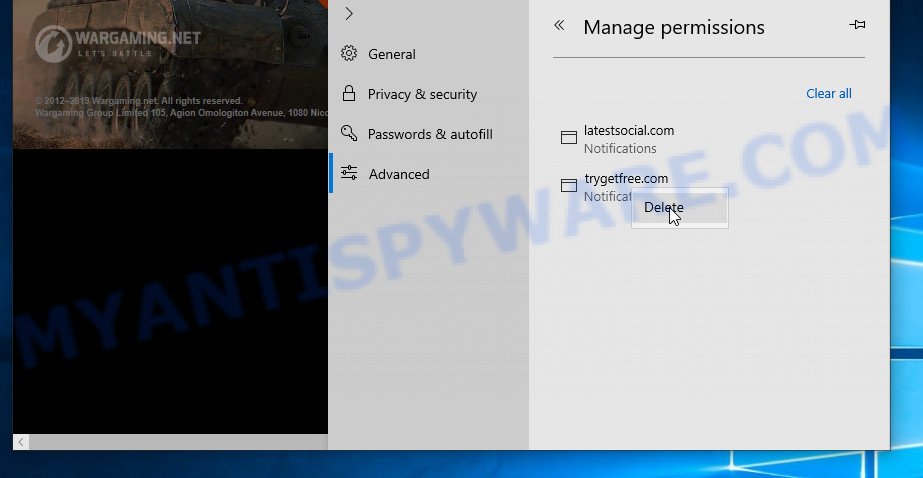 Edge Ablotadom.com browser notifications removal