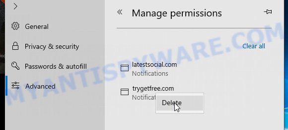 MS Edge Addssupport.com push notifications removal