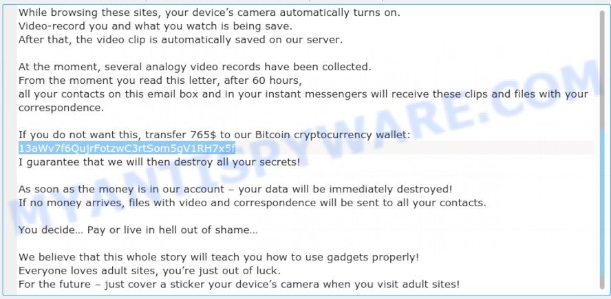 13aWv7f6QujrFotzwC3rtSom5gV1RH7x5f Bitcoin Email Scam