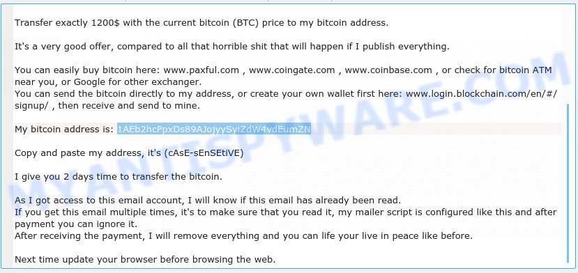 1AEb2hcPpxDs89AJojyySyiZdW4vdEumZN bitcoin email scam