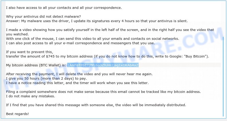 1ANFoTP6ETjBfL6o3ZhJm1jag1x1KAbAxZ Bitcoin Email Scam