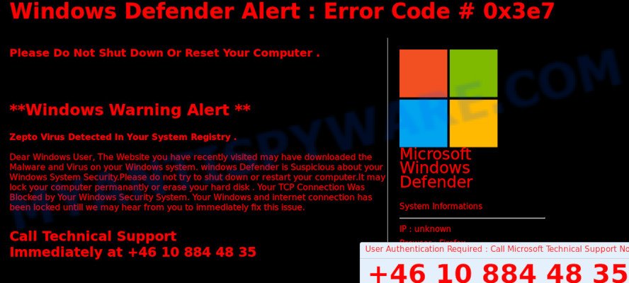 ERROR ER36dx9832(3) pop up scam