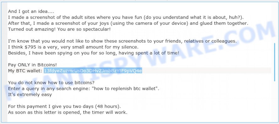 13fdyeZuzmrUsDo3DHvZJmbBzYtF9pVQ4e Bitcoin Email Scam