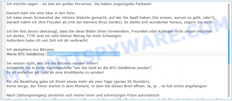 17XjjE6RWikFot1PUfr3EqnJWNA9VAXSrD Bitcoin Email Scam