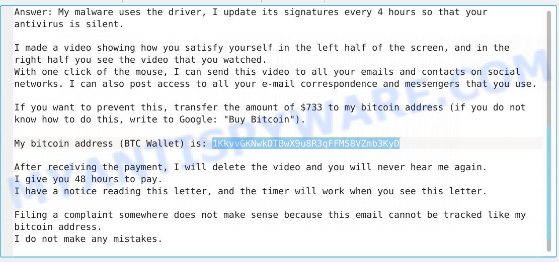 1KkvvGKNwkDTBwX9u8R3qFFMS8VZmb3KyD Bitcoin Email Scam