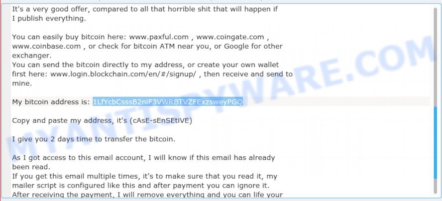 1LfYcbCsssB2niF3VWRBTVZFExzsweyPGQ Bitcoin Email Scam